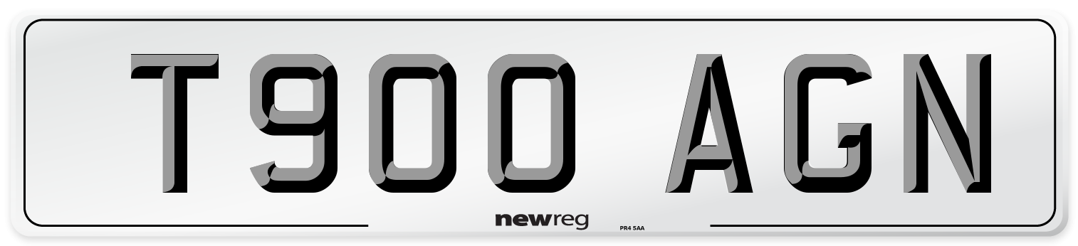 T900 AGN Number Plate from New Reg